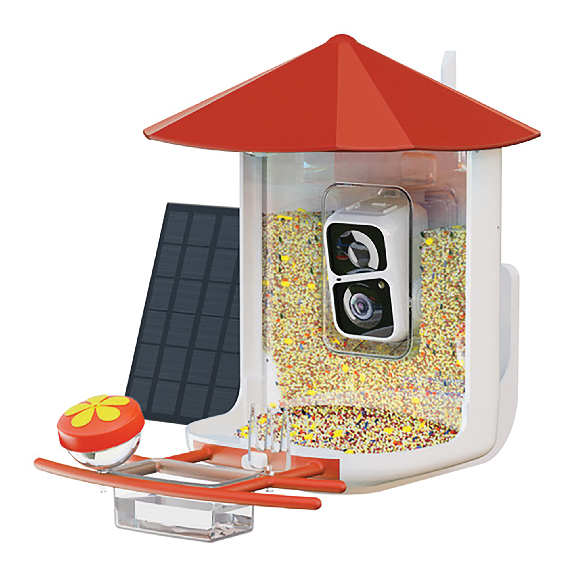 PerchMe, Smart Bird Feeder with Camera, Vermilion Canopy, Model# SF-BF-VC01